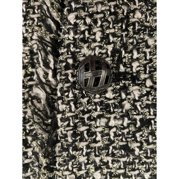 Peter Nygard‎ Women Jacket 12P Black Tweed Fringe Trim Metallic Thread Old Money - Picture 14 of 16